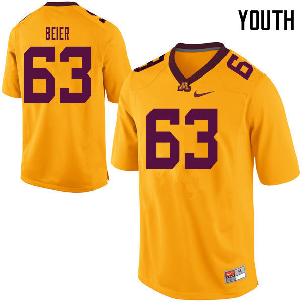 Youth #63 Austin Beier Minnesota Golden Gophers College Football Jerseys Sale-Yellow